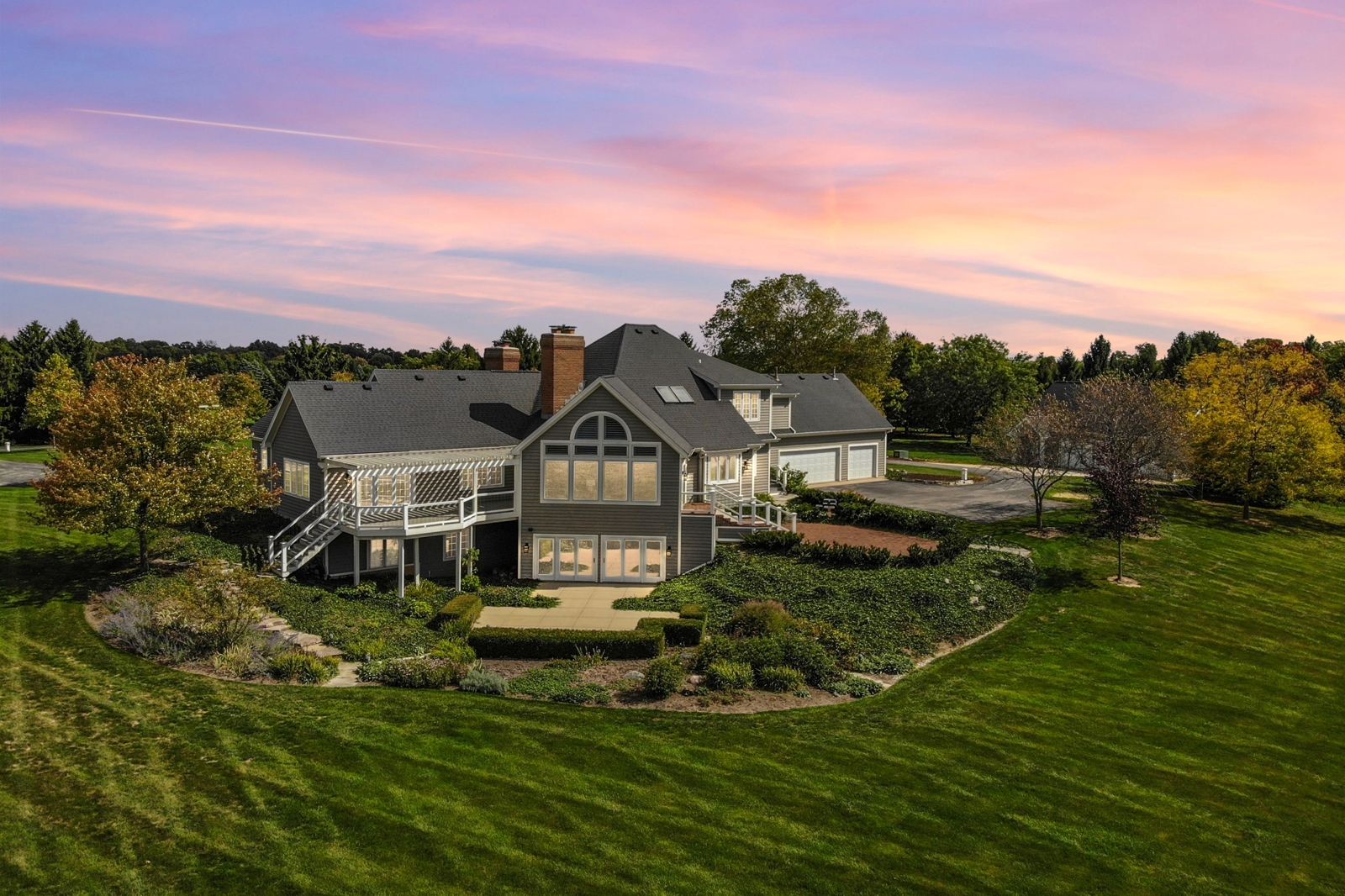 Aerial shot of a gray house